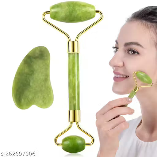 Jade Stone Face Roller & Gua Sha – Natural Glow & Sculpting Tool